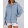 imageANRABESS Womens Sweatshirts Oversized Casual Loose Button Up Henley Pullover Top High Low Split 2025 Fall Fashion OutfitsLight Grey Blue