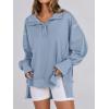 imageANRABESS Womens Sweatshirts Oversized Casual Loose Button Up Henley Pullover Top High Low Split 2025 Fall Fashion OutfitsLight Grey Blue