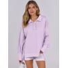 imageANRABESS Womens Sweatshirts Oversized Casual Loose Button Up Henley Pullover Top High Low Split 2025 Fall Fashion OutfitsLight Purple