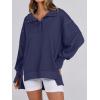 imageANRABESS Womens Sweatshirts Oversized Casual Loose Button Up Henley Pullover Top High Low Split 2025 Fall Fashion OutfitsNavy Blue