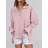 imageANRABESS Womens Sweatshirts Oversized Casual Loose Button Up Henley Pullover Top High Low Split 2025 Fall Fashion OutfitsPink