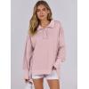 imageANRABESS Womens Sweatshirts Oversized Casual Loose Button Up Henley Pullover Top High Low Split 2025 Fall Fashion OutfitsPink