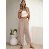 imageANRABESS Womens Wide Leg Palazzo Capri Pants 2025 Summer Casual Loose High Waisted Lounge Flowy Cropped Beach Work TrousersBeige