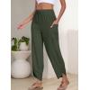 imageANRABESS Womens Wide Leg Palazzo Capri Pants 2025 Summer Casual Loose High Waisted Lounge Flowy Cropped Beach Work TrousersDark Green