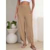 imageANRABESS Womens Wide Leg Palazzo Capri Pants 2025 Summer Casual Loose High Waisted Lounge Flowy Cropped Beach Work TrousersKhaki