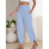 imageANRABESS Womens Wide Leg Palazzo Capri Pants 2025 Summer Casual Loose High Waisted Lounge Flowy Cropped Beach Work TrousersLight Blue