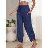 imageANRABESS Womens Wide Leg Palazzo Capri Pants 2025 Summer Casual Loose High Waisted Lounge Flowy Cropped Beach Work TrousersNavy Blue