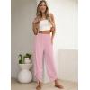 imageANRABESS Womens Wide Leg Palazzo Capri Pants 2025 Summer Casual Loose High Waisted Lounge Flowy Cropped Beach Work TrousersPink