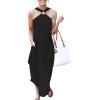 imageANRABESS Women Summer Halter Neck Sundress Sleeveless Split Side Casual Beach Travel Vacation Maxi Long Dress with PocketsBlack