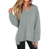imageANRABESS Womens Oversized Sweatshirts Long Sleeve Tunic Shirts V Neck Loose Pullover Tops 2025 Trendy Fall Teen Girls OutfitLight Green