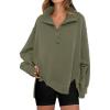 imageANRABESS Womens Sweatshirts Oversized Casual Loose Button Up Henley Pullover Top High Low Split 2025 Fall Fashion OutfitsArmy Green