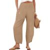 imageANRABESS Womens Wide Leg Palazzo Capri Pants 2025 Summer Casual Loose High Waisted Lounge Flowy Cropped Beach Work TrousersKhaki