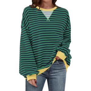imageANRABESS Women Striped Sweatshirts Oversized Crewneck Long Sleeve Shirts Y2K Pullover Top 2025 Fall Outfits Fashion ClothesBlue Green