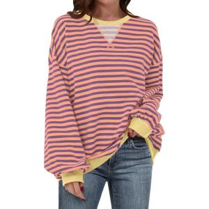 imageANRABESS Women Striped Sweatshirts Oversized Crewneck Long Sleeve Shirts Y2K Pullover Top 2025 Fall Outfits Fashion ClothesPurple Orange