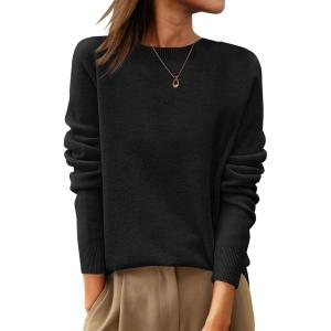 imageANRABESS Womens 100 Wool Sweaters Crewneck Long Sleeve Work Business Casual Basic Sweater Tops 2025 Fall OutfitsBlack
