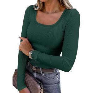 imageANRABESS Womens Long Sleeve Shirts Scoop Neck Ribbed Knit Slim Fitted Tops Casual Basic Tee 2025 Fall Fashion Outfits ClothesDeep Green