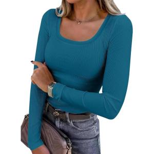 imageANRABESS Womens Long Sleeve Shirts Scoop Neck Ribbed Knit Slim Fitted Tops Casual Basic Tee 2025 Fall Fashion Outfits ClothesLake Blue