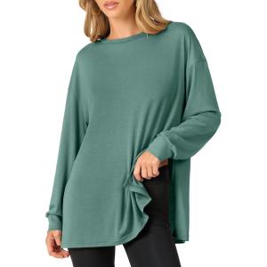 imageANRABESS Womens Oversized Long Sleeve shirts Fall Workout Tunic Tops Athletic Gym Tshirts Soft Basic Tees 2025 OutfitsSage Green