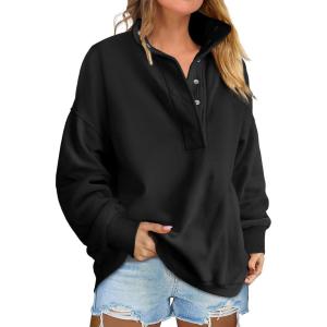 imageANRABESS Womens Oversized Sweatshirt Long Sleeve Henley Pullover Tops 2025 Fall Casual Button Loose Fit Teens Fashion OutfitsBlack