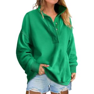 imageANRABESS Womens Oversized Sweatshirt Long Sleeve Henley Pullover Tops 2025 Fall Casual Button Loose Fit Teens Fashion OutfitsLight Green