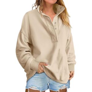 imageANRABESS Womens Oversized Sweatshirt Long Sleeve Henley Pullover Tops 2025 Fall Casual Button Loose Fit Teens Fashion OutfitsParchment