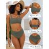 imageANRABESS Bathing Suit for Women Tummy Control Bikini Set 2025 Beach Front Ruched Mid Waist Swimsuit with Adjustable StrapsArmy Green