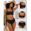 imageANRABESS Bathing Suit for Women Tummy Control Bikini Set 2025 Beach Front Ruched Mid Waist Swimsuit with Adjustable StrapsBlack