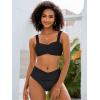 imageANRABESS Bathing Suit for Women Tummy Control Bikini Set 2025 Beach Front Ruched Mid Waist Swimsuit with Adjustable StrapsBlack