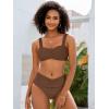 imageANRABESS Bathing Suit for Women Tummy Control Bikini Set 2025 Beach Front Ruched Mid Waist Swimsuit with Adjustable StrapsBrown