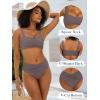imageANRABESS Bathing Suit for Women Tummy Control Bikini Set 2025 Beach Front Ruched Mid Waist Swimsuit with Adjustable StrapsCoffee