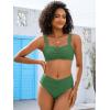 imageANRABESS Bathing Suit for Women Tummy Control Bikini Set 2025 Beach Front Ruched Mid Waist Swimsuit with Adjustable StrapsGreen