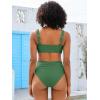 imageANRABESS Bathing Suit for Women Tummy Control Bikini Set 2025 Beach Front Ruched Mid Waist Swimsuit with Adjustable StrapsGreen