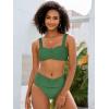 imageANRABESS Bathing Suit for Women Tummy Control Bikini Set 2025 Beach Front Ruched Mid Waist Swimsuit with Adjustable StrapsGreen
