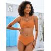 imageANRABESS Bathing Suit for Women Tummy Control Bikini Set 2025 Beach Front Ruched Mid Waist Swimsuit with Adjustable StrapsOrange