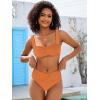 imageANRABESS Bathing Suit for Women Tummy Control Bikini Set 2025 Beach Front Ruched Mid Waist Swimsuit with Adjustable StrapsOrange
