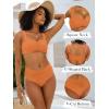 imageANRABESS Bathing Suit for Women Tummy Control Bikini Set 2025 Beach Front Ruched Mid Waist Swimsuit with Adjustable StrapsOrange