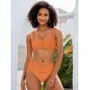 imageANRABESS Bathing Suit for Women Tummy Control Bikini Set 2025 Beach Front Ruched Mid Waist Swimsuit with Adjustable StrapsOrange
