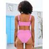 imageANRABESS Bathing Suit for Women Tummy Control Bikini Set 2025 Beach Front Ruched Mid Waist Swimsuit with Adjustable StrapsPink