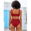 imageANRABESS Bathing Suit for Women Tummy Control Bikini Set 2025 Beach Front Ruched Mid Waist Swimsuit with Adjustable StrapsRed