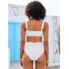 imageANRABESS Bathing Suit for Women Tummy Control Bikini Set 2025 Beach Front Ruched Mid Waist Swimsuit with Adjustable StrapsWhite
