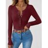 imageANRABESS Long Sleeve Shirts for Women Henley Button Down Tops Ribbed Knit Slim Fit Fall Basic Tee 2025 Casual Trendy ClothesBurgundy