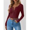 imageANRABESS Long Sleeve Shirts for Women Henley Button Down Tops Ribbed Knit Slim Fit Fall Basic Tee 2025 Casual Trendy ClothesBurgundy