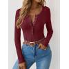 imageANRABESS Long Sleeve Shirts for Women Henley Button Down Tops Ribbed Knit Slim Fit Fall Basic Tee 2025 Casual Trendy ClothesBurgundy