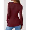 imageANRABESS Long Sleeve Shirts for Women Henley Button Down Tops Ribbed Knit Slim Fit Fall Basic Tee 2025 Casual Trendy ClothesBurgundy
