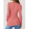 imageANRABESS Long Sleeve Shirts for Women Henley Button Down Tops Ribbed Knit Slim Fit Fall Basic Tee 2025 Casual Trendy ClothesCoral Pink