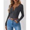 imageANRABESS Long Sleeve Shirts for Women Henley Button Down Tops Ribbed Knit Slim Fit Fall Basic Tee 2025 Casual Trendy ClothesDark Grey