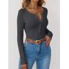 imageANRABESS Long Sleeve Shirts for Women Henley Button Down Tops Ribbed Knit Slim Fit Fall Basic Tee 2025 Casual Trendy ClothesDark Grey