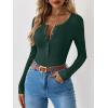imageANRABESS Long Sleeve Shirts for Women Henley Button Down Tops Ribbed Knit Slim Fit Fall Basic Tee 2025 Casual Trendy ClothesForest Green