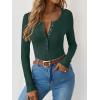 imageANRABESS Long Sleeve Shirts for Women Henley Button Down Tops Ribbed Knit Slim Fit Fall Basic Tee 2025 Casual Trendy ClothesForest Green