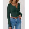 imageANRABESS Long Sleeve Shirts for Women Henley Button Down Tops Ribbed Knit Slim Fit Fall Basic Tee 2025 Casual Trendy ClothesForest Green